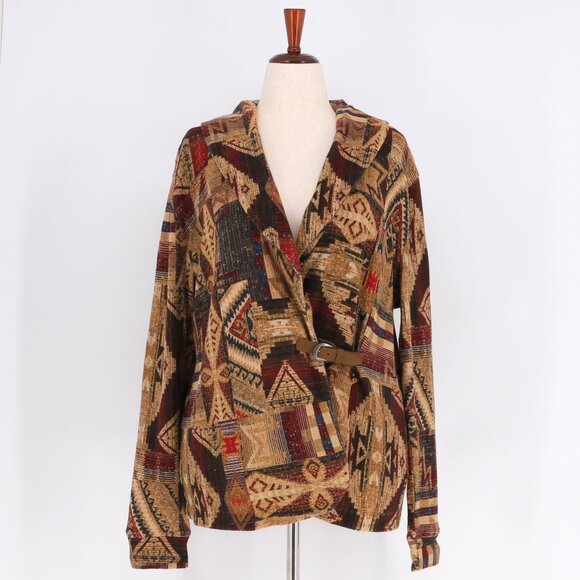 LAUREN JEANS CO. Southwestern Aztec Lightweight Jacket with Buckle Size XL - Picture 1 of 6